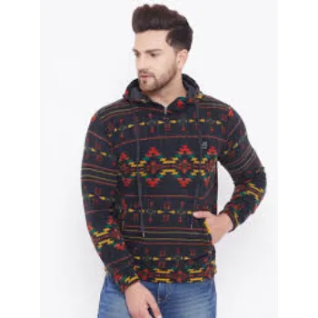 Polyester Hooded Harbornbay Men Black Printed Sweatshirt
